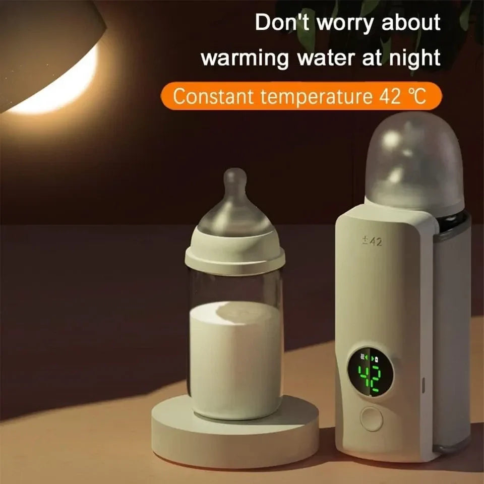 Portable Baby Bottle Warmer  USB Rechargeable  6 Temperature Levels & Display