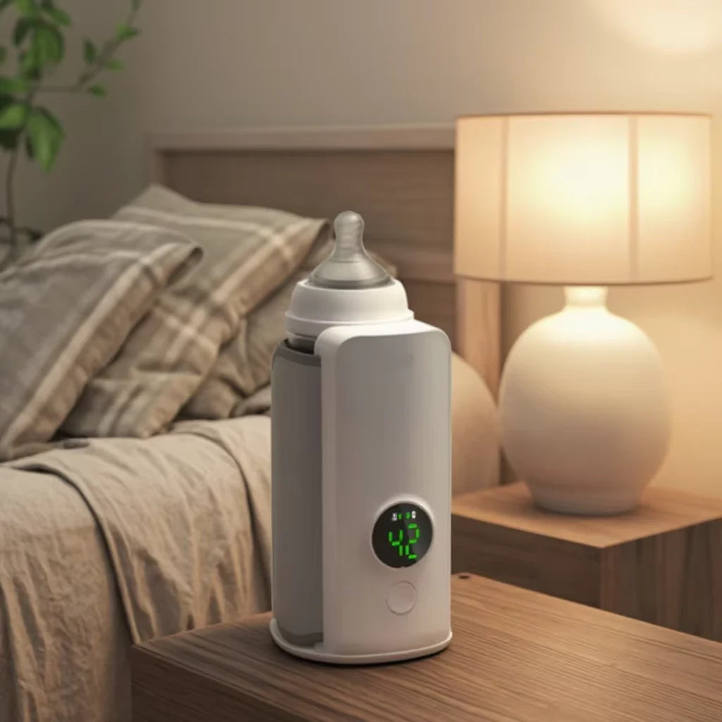 Portable Baby Bottle Warmer  USB Rechargeable  6 Temperature Levels & Display
